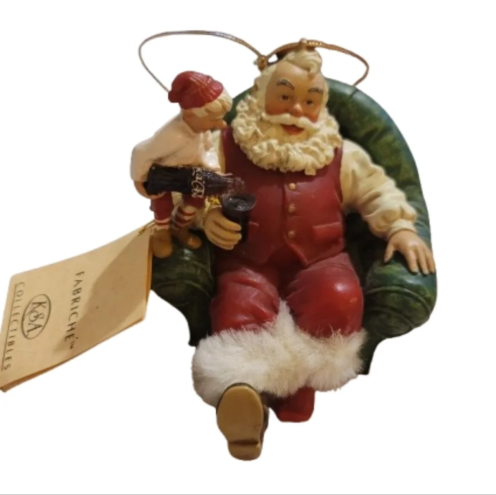 Coca-Cola Santa Figurine Kurt S. Adler Sitting In Chair Drinking Christmas Elf